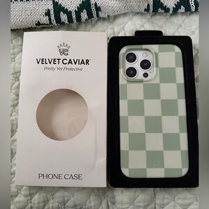 Velvet Caviar Mint Checkered iPhone 14 Pro Max Case